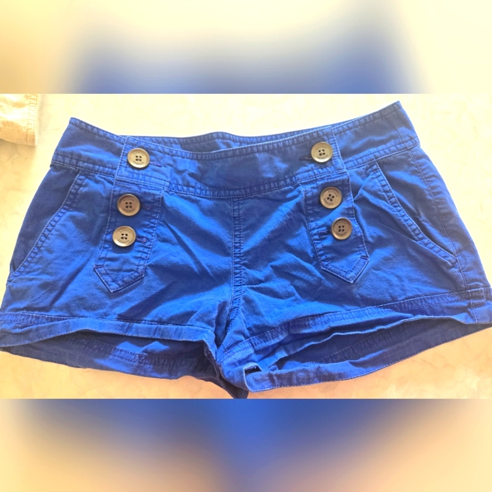 Express Womens Blue Button Front Shorts Size 4